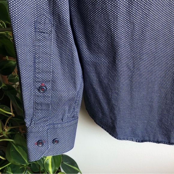 Point Zero Luxury blue polka dot button shirt - Picture 9 of 10